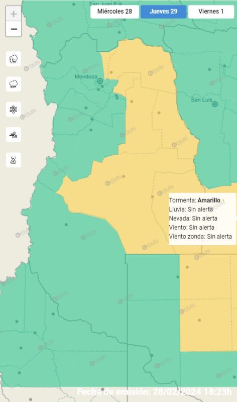 Rige una alerta amarilla por tormentas en Mendoza para este jueves: qué ...