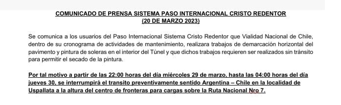 Comunicado de prensa del Paso Cristo Redentor: Foto: captura de pantalla.
