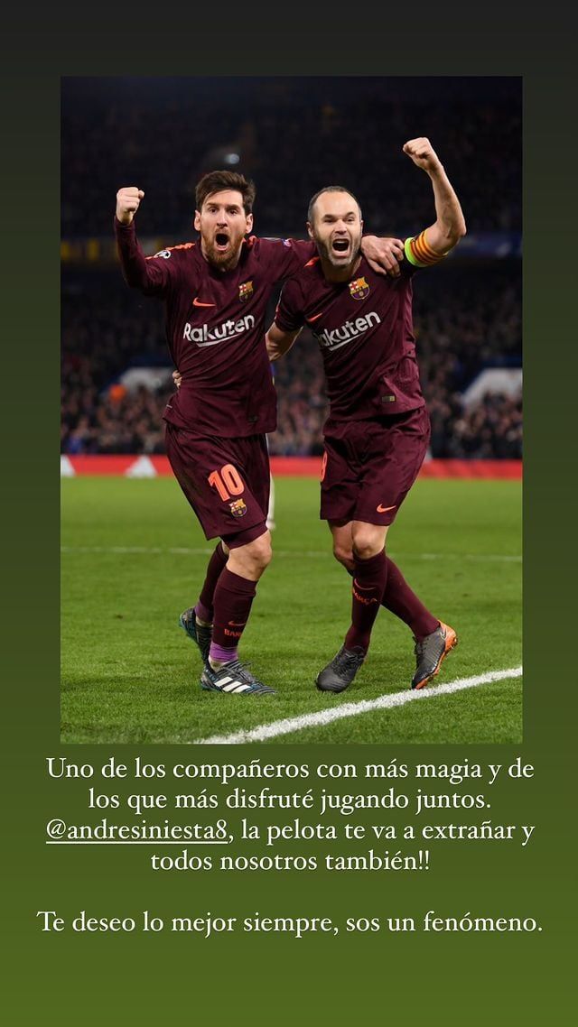 El sentido mensaje de Lionel Messi para Andrés Iniesta tras su retiro del fútbol