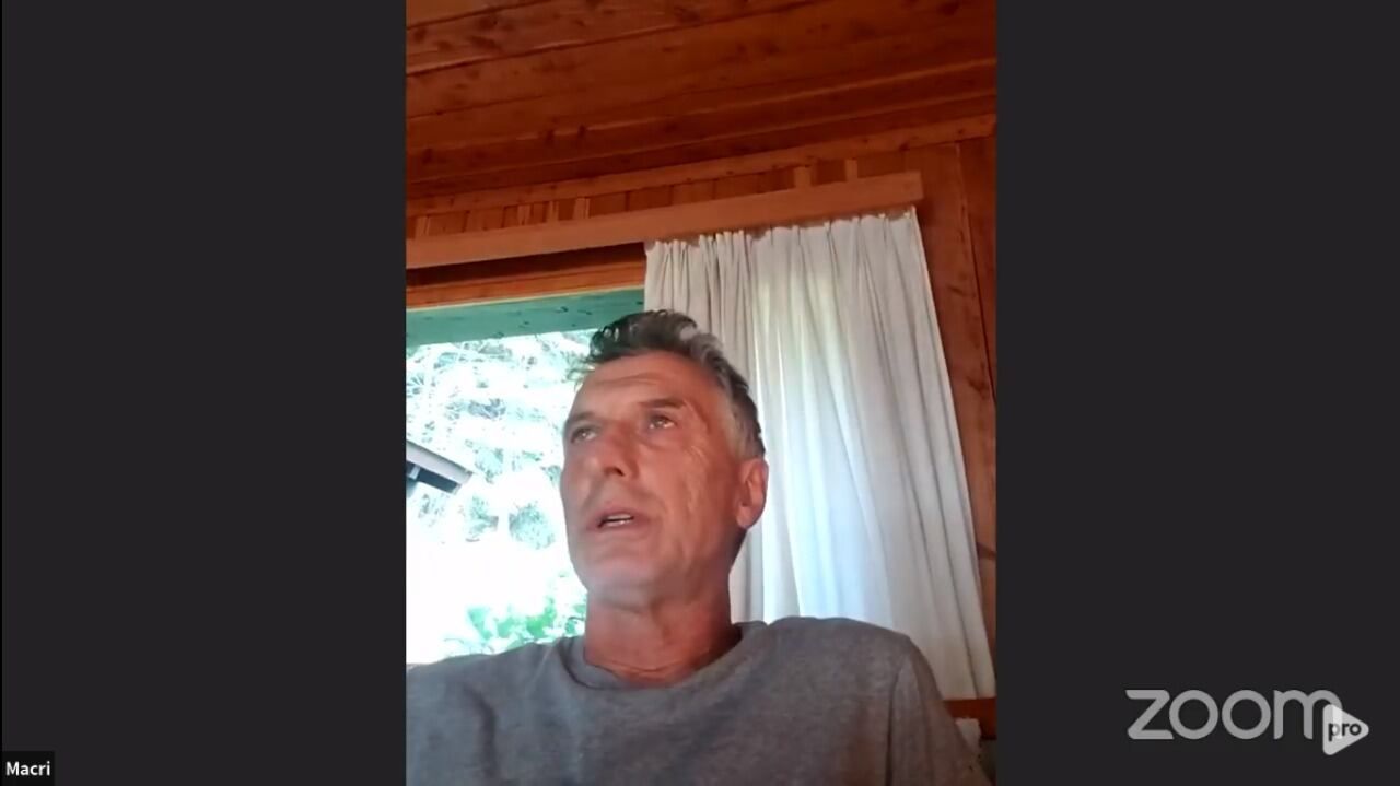 Mauricio Macri dio una charla a través de la plataforma Zoom, como cierre de año del PRO (Captura)
