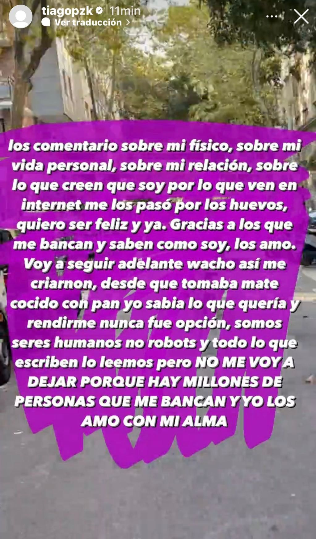 Publicación de Tiago PZK.