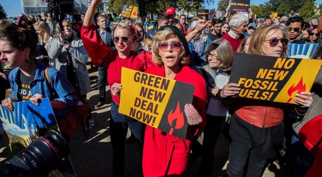 Jane Fonda. El viernes durante la manifestación. (AP/Manuel Balce Ceneta)