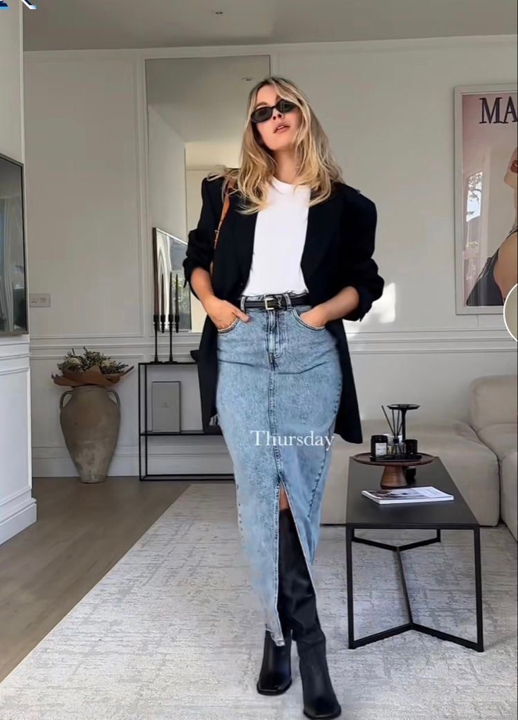 Vestir Falda Larga Con Botas Botas Largas Outfits Con Faldas