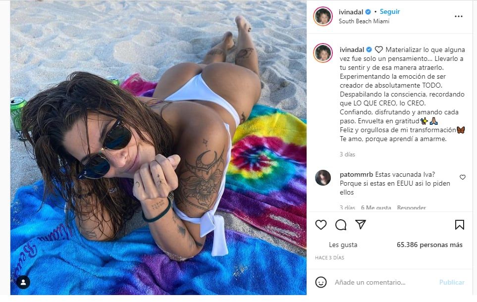 La morocha compartió en sus redes su radical cambio de look y emprendió viaje a un nuevo destino: Miami. Foto de Instagram: @ivinadal