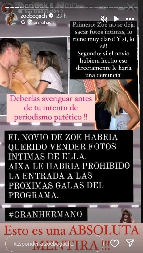 Acusan al novio de Zoe Bogach de algo muy extremo.