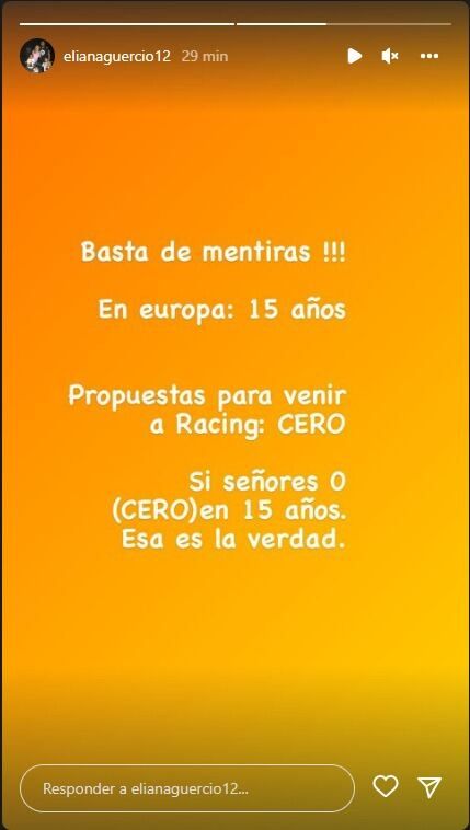 La publicación en Instagram de Eliana Guercio.