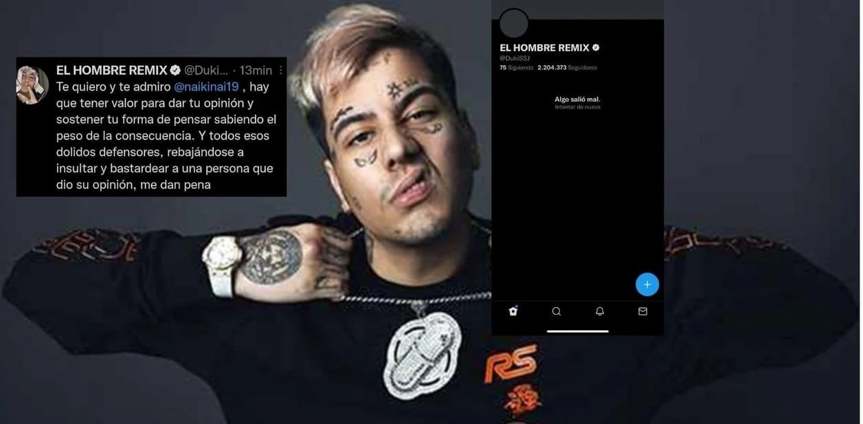 Duki salió a bancar a Nicki Nicole tras la polémica sobre Maradona y minutos después se cerró su cuenta. / Foto: Gentileza