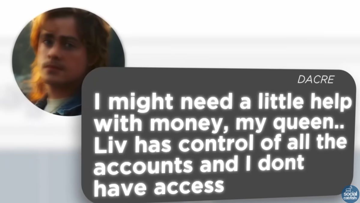 El estafador le explica que necesita su ayuda financiera porque su prometida era muy controladora con sus cuentas bancarias y no tenìa acceso