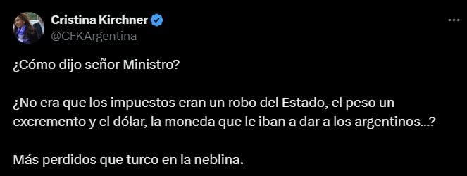 Cristina contra los dichos de Caputo