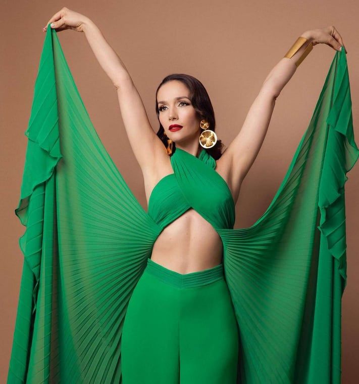 Natalia Oreiro y su look verde esmeralda
