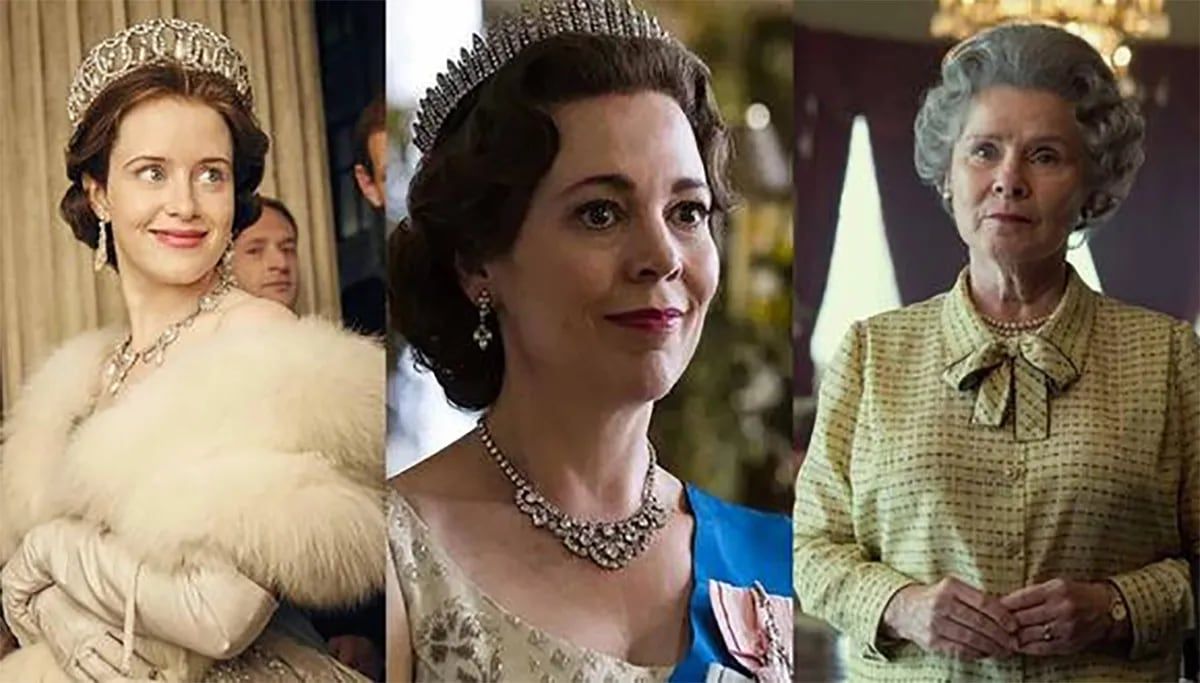 Las tres actrices que interpretaron a Isabel II.