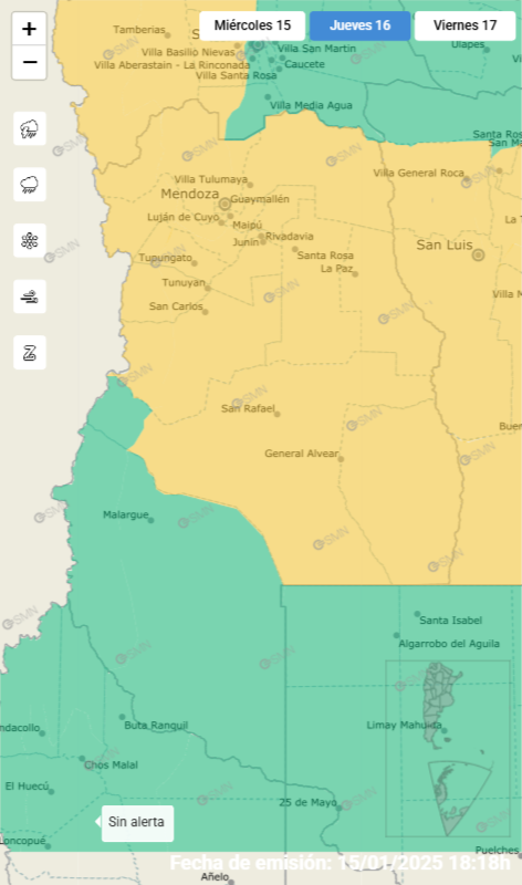 Alerta amarilla por tormentas para este jueves.