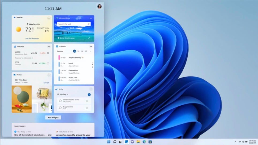 Habrá nuevos widgets en Windows 11.