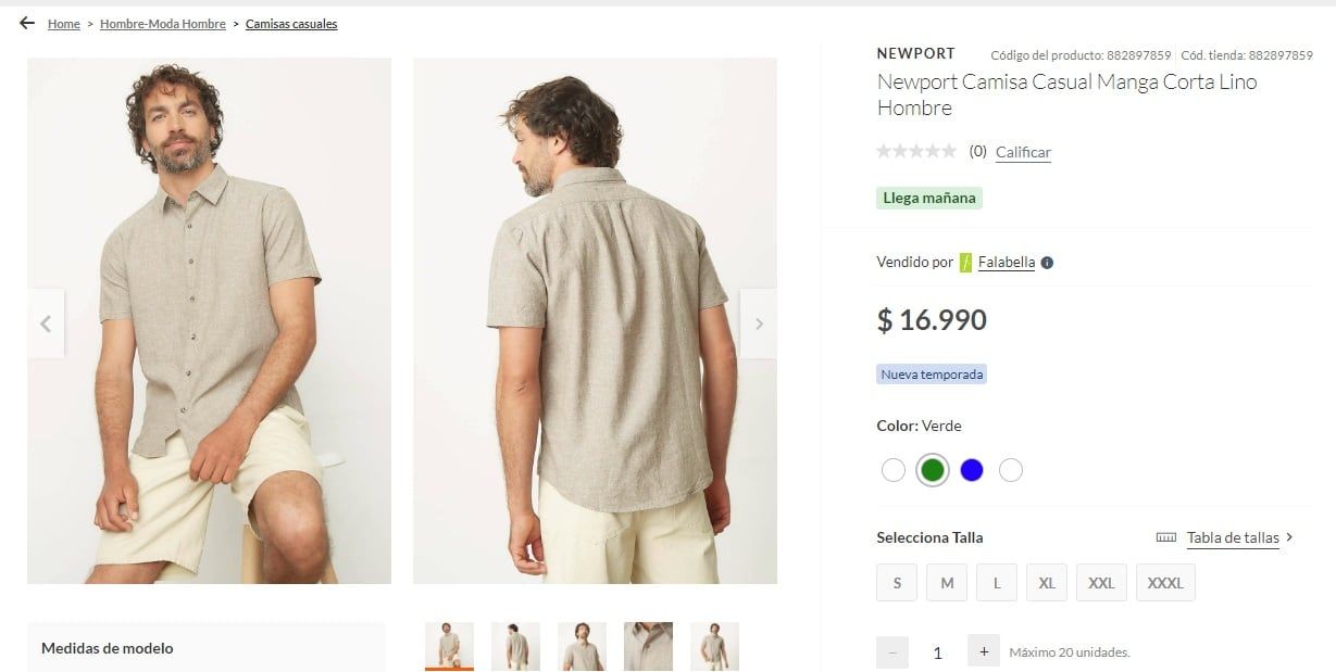 Camisa de lino hombre (Falabella)