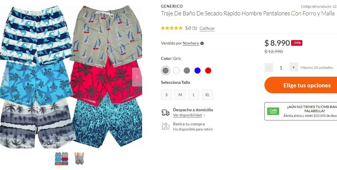 Traje de baño hombre (Falabella)