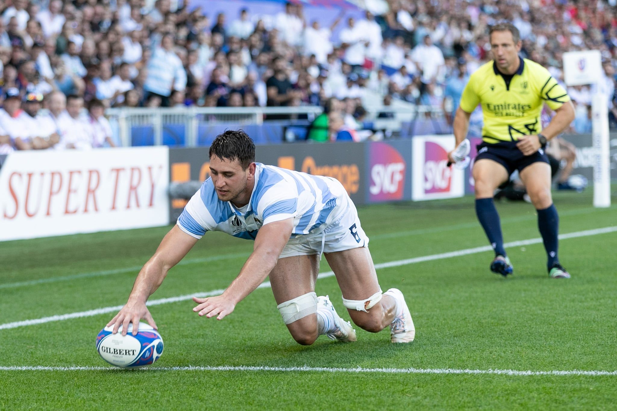 El mendocino Juan Martín González, que metió un try ante Chile, es una de las figuras de Argentina en el Mundial.