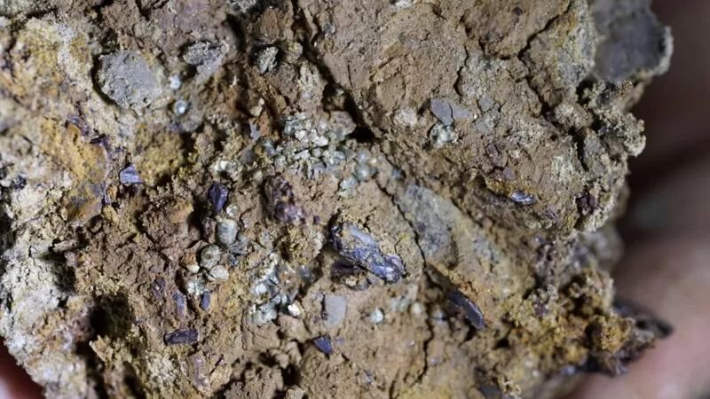 El sitio de excavación está lleno de partículas redondeadas; escombros expulsados del sitio de impacto a 3.000 kilómetros de distancia.