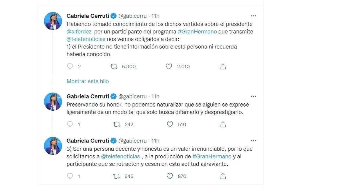 Diego Brancatelli cruzó a Gabriela Cerruti tras sus mensajes sobre Alfa de Gran Hermano 2022.