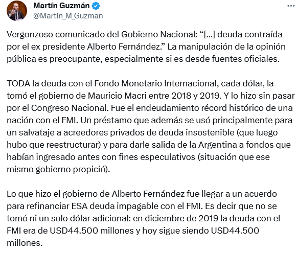 Martín Guzmán y Alberto Fernández criticaron el comunicado del Gobierno nacional sobre el acuerdo con el FMI.