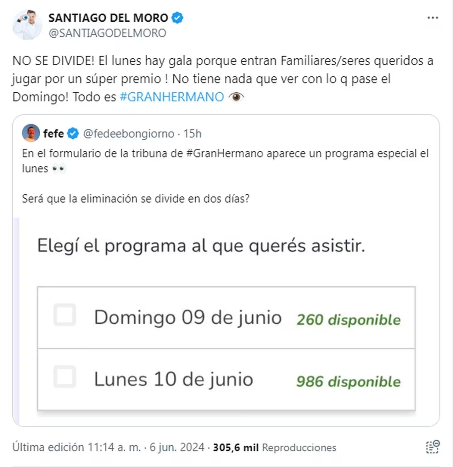 Este lunes todos los concursantes recibirán visitas, menos Furia.