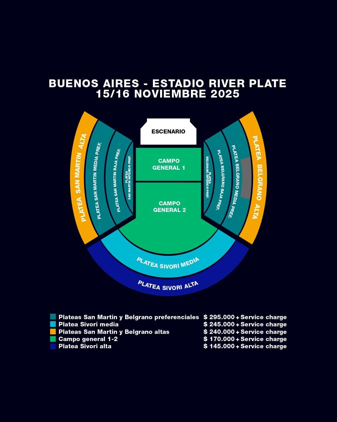Precios para Oasis en Argentina 2025 (DF)