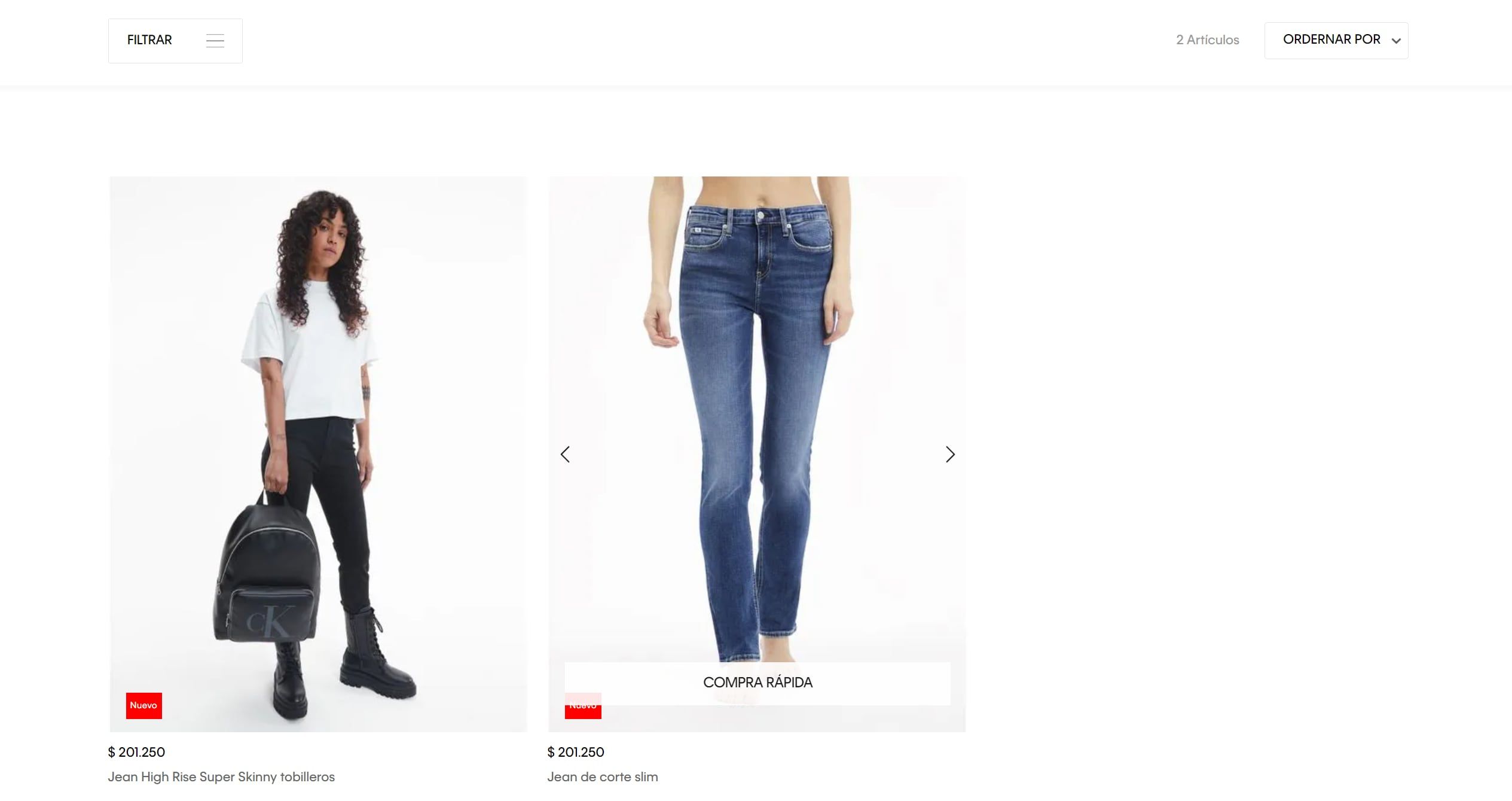 Jean Calvin Klein mujer, precio en Argentina.