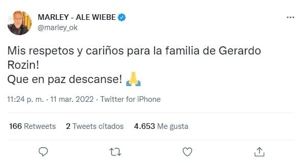 Marley despidió a Rozín (Twitter)