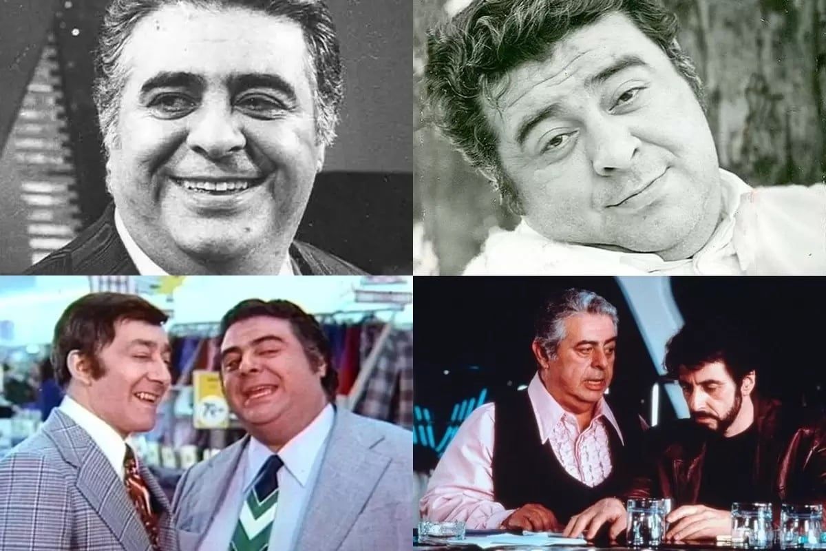 El actor y comediante Jorge Porcel junto a su compañero de numerosas películas, Alberto Olmedo, y con Al Pacino en su paso por Hollywood.