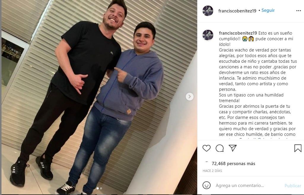 Francisco Benítez y Damián Córdoba, reunidos y felices -