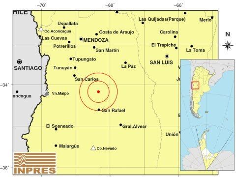 Sismo en Mendoza, tras el temblor en San Juan. Foto: INPRES