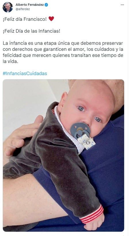 El tuit del Presidente se suma a las declaraciones de ministros, gobernadores y dirigentes de todo el arco político que hoy abogaron por “infancias libres y felices”.