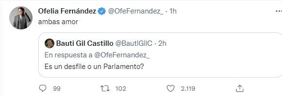 Críticas a Ofelia Fernández por el look para la Legislatura porteña (Twitter)
