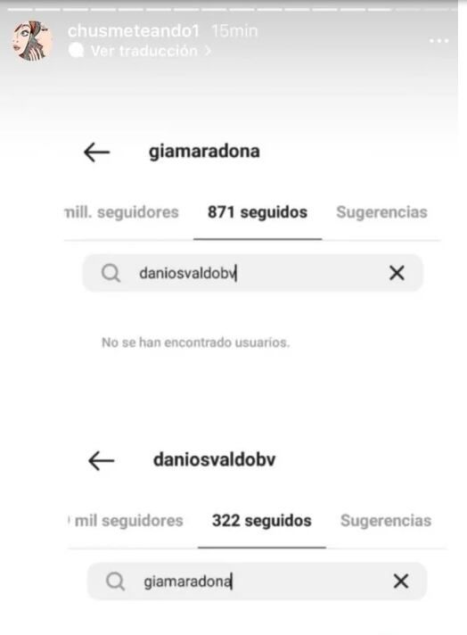 Gianinna Maradona y Daniel Osvaldo dejaron de seguirse en las redes