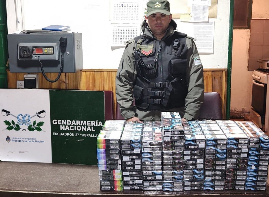 Dos mendocinos pretendían cruzar a Chile con 760 paquetes de cigarrillos de contrabando. | Foto: Prensa Gendarmería Nacional