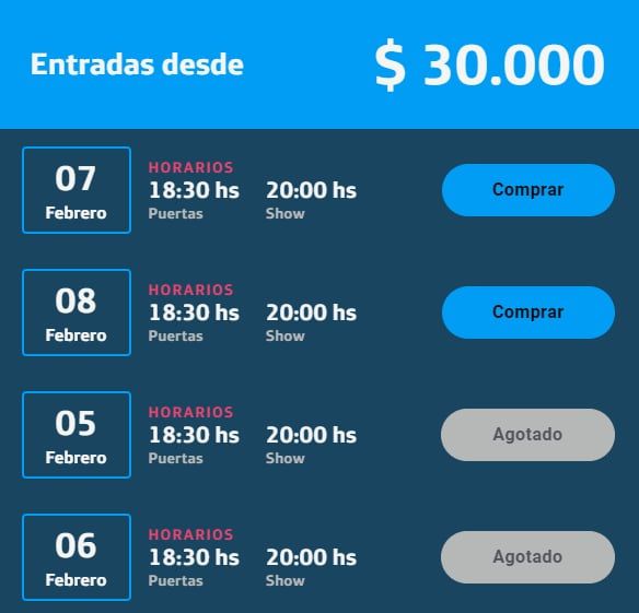 Entradas para ver a Margarita en el Movistar Arena. Captura: web