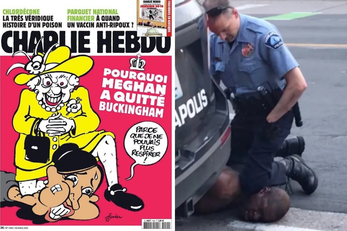 Charlie Hebdo satirizó a la realeza británica y la comparó con el racismo en Estados Unidos.