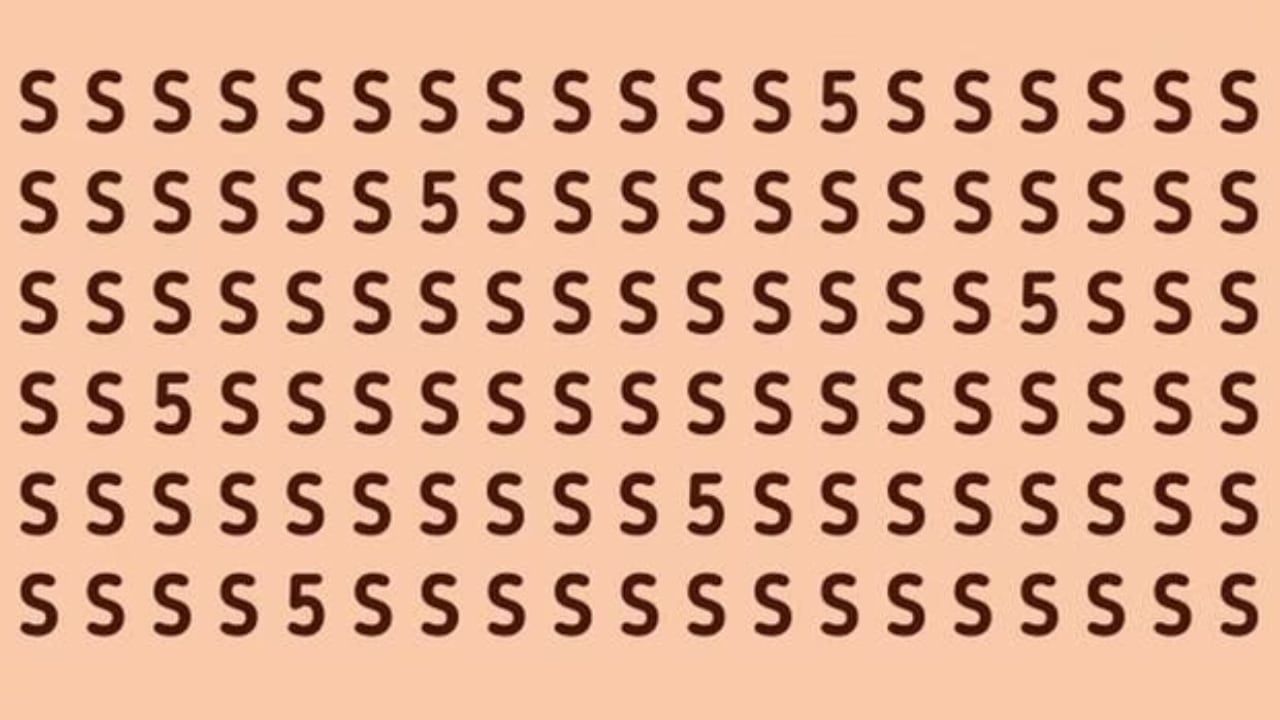 El complejo desafío visual que te pide encontrar los números "5" entre las letras "S".
