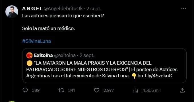 El conductor se enfureció con el mensaje del colectivo de actrices