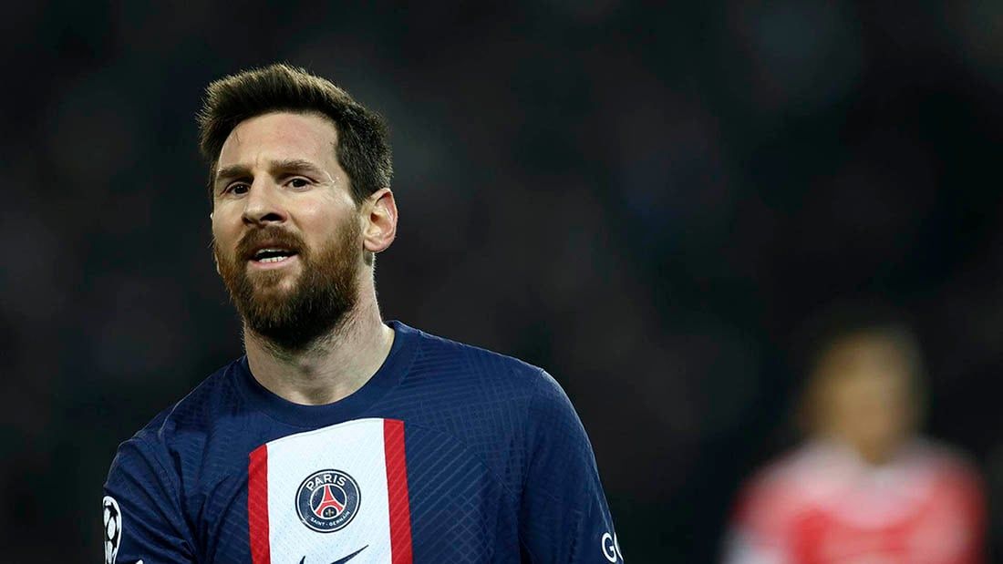 Paris (France), 14/02/2023.- Lionel Messi of PSG reacts after the UEFA Champions League Round of 16, 1st leg match between Paris Saint-Germain and Bayern Munich in Paris, France, 14 February 2023. (Liga de Campeones, Francia) EFE/EPA/MOHAMMED BADRA