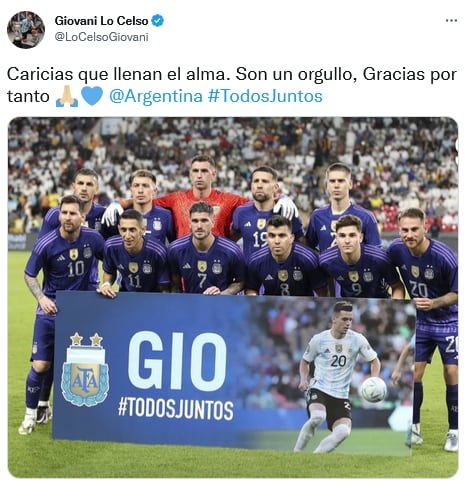 El jugador agradeció el gesto de la Scaloneta. Twitter