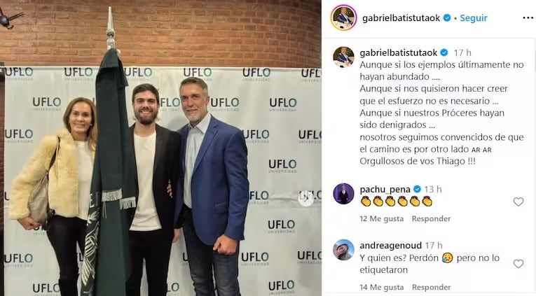 Batistuta con su esposa Irina y su hijo Thiago - Instagram