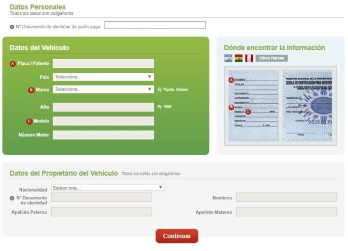 SOAPEX | Los datos personales y del vehiculo.