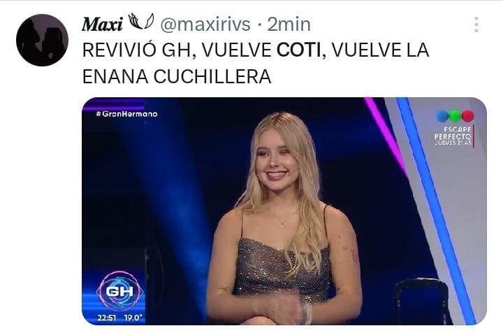 Coti regresó a Gran Hermano y estallaron las redes