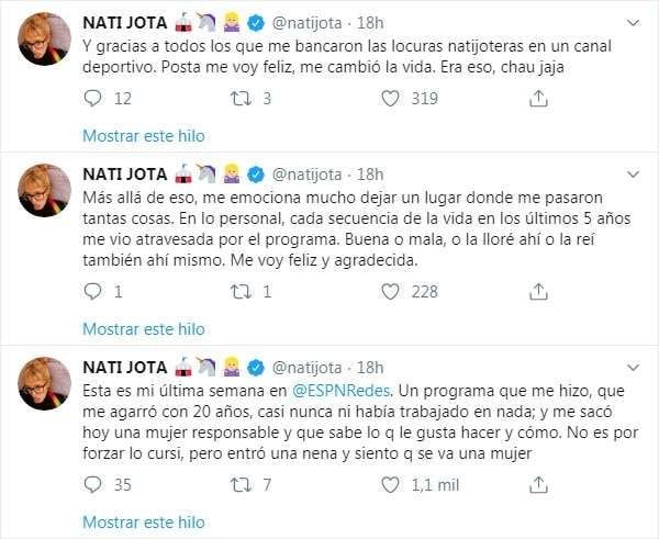 
La conductora se despidió en Twitter
