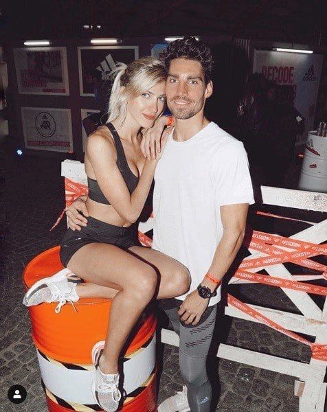 Cande Ruggeri y Nicolás Maccari en un evento de una marca de indumentaria deportiva