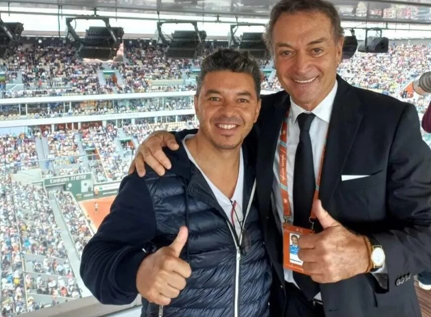 El posteo de Batata Clerc junto a Marcelo Gallardo en Roland Garros en su cuenta de Instagram. / Gentileza.