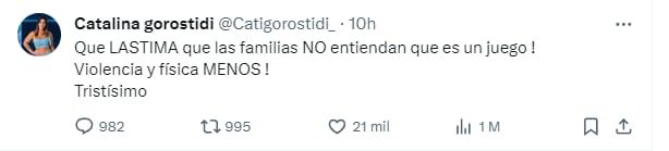 El tuit de Cata de Gran Hermano