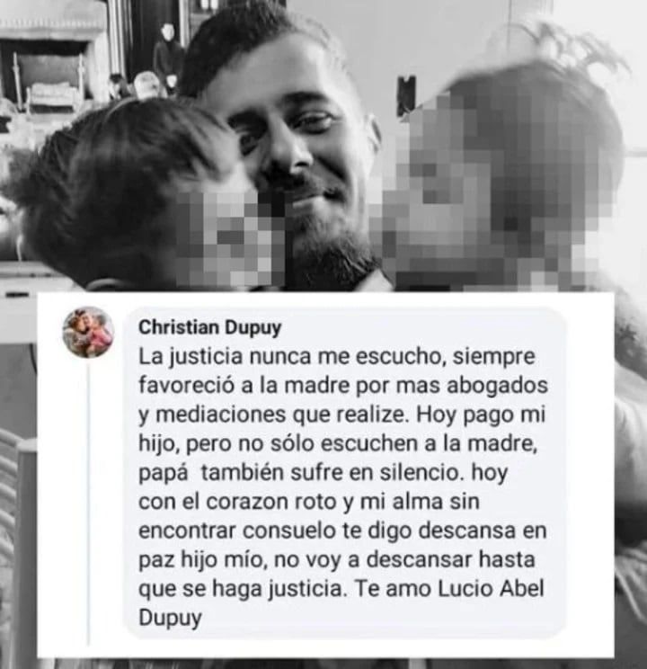 El reclamo de Christian Dupuy, el padre del Lucio - Gentileza