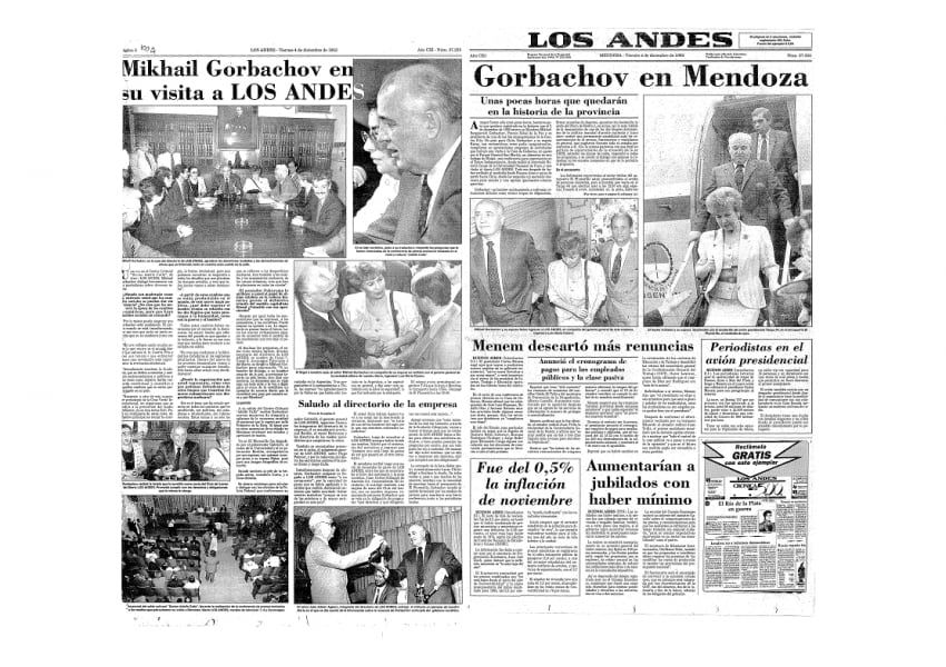 
La cobertura del diario durante la visita de Gorbachov. | Archivo / Los Andes
   