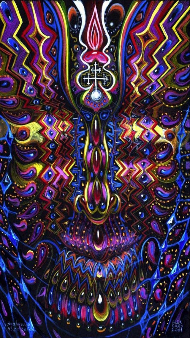 Visitación de Ayahuasca. Lápiz y acrílico sobre papel negro